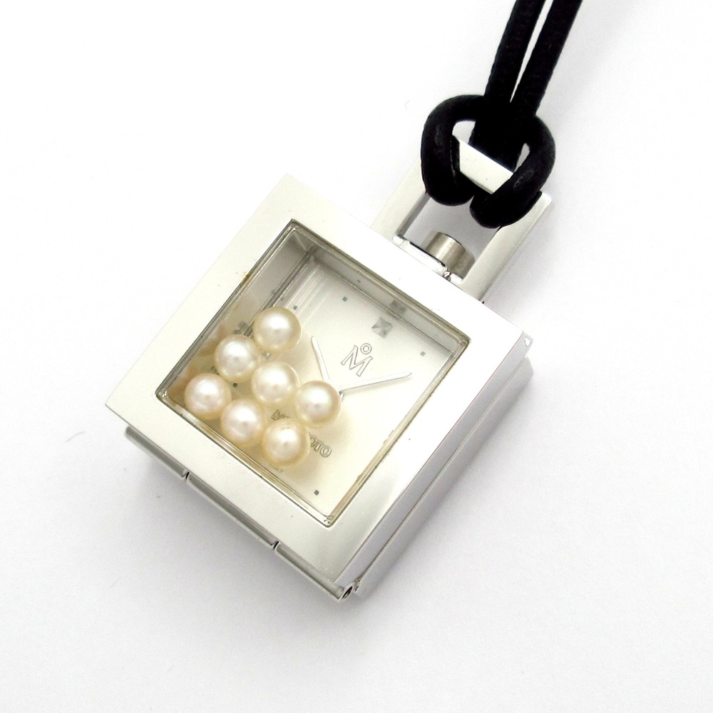 Mikimoto Necklace Silver Clear Cream Hardware Glass Pearl